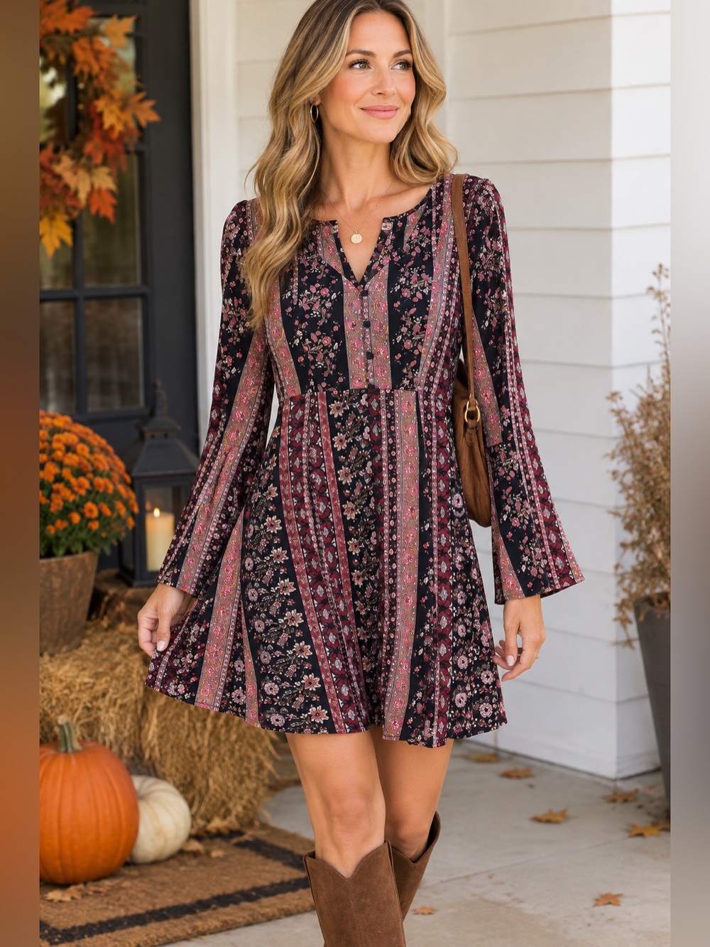American Rag Dress. Thin material, Black,
maroon and pink colors. Floral pattern